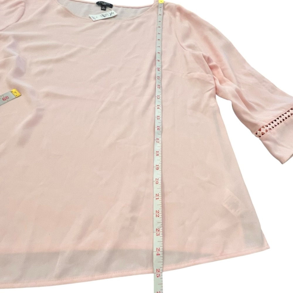 Talbots Blouse Pastel Pink Cutout Sleeves 3/4 Hidden Side Zipper Size LP NWT - Picture 10 of 13